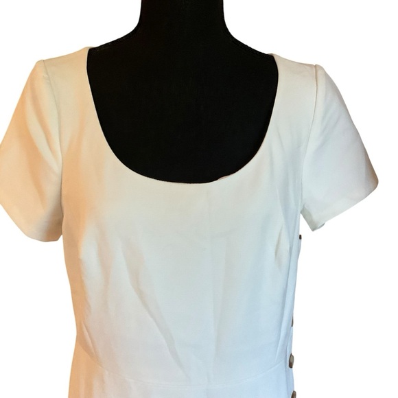 Ann Taylor White Side Button Sheath Dress Size 10 - Picture 3 of 10